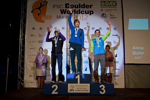 Boulderweltcup München 2012: Siegerpodest Damen, Foto: Marco Kost Boulderweltcup München 2012: Siegerpodest Damen, Foto: Marco Kost