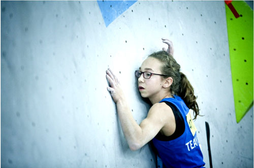 Romy Fuchs im Finale in Frankfurt; Foto: DAV/Vertical Axis