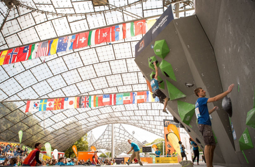 Boulderweltmeisterschaft: Herren Qualifikation am 21.8.; Foto: DAV