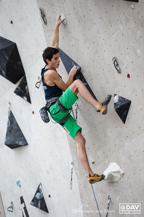 Elias Heinemann im Finale (Wettkampfkader 2, DAV München & Oberland); Foto: DAV/Marco Kost